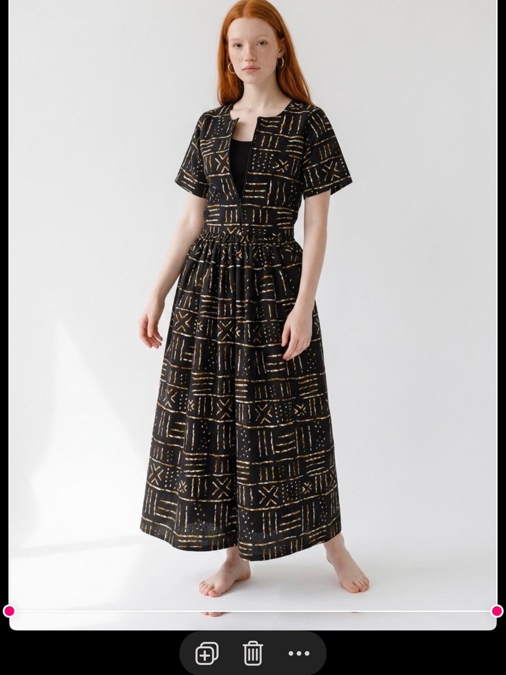 Made in Africa Elegant Black and Gold Long Sleeve Dress